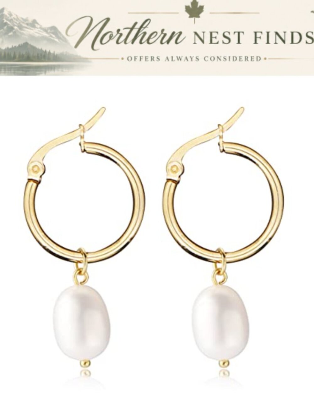 Baroque Faux Pearl Hoop Earrings Dangle Drop Women Classic Jewelry